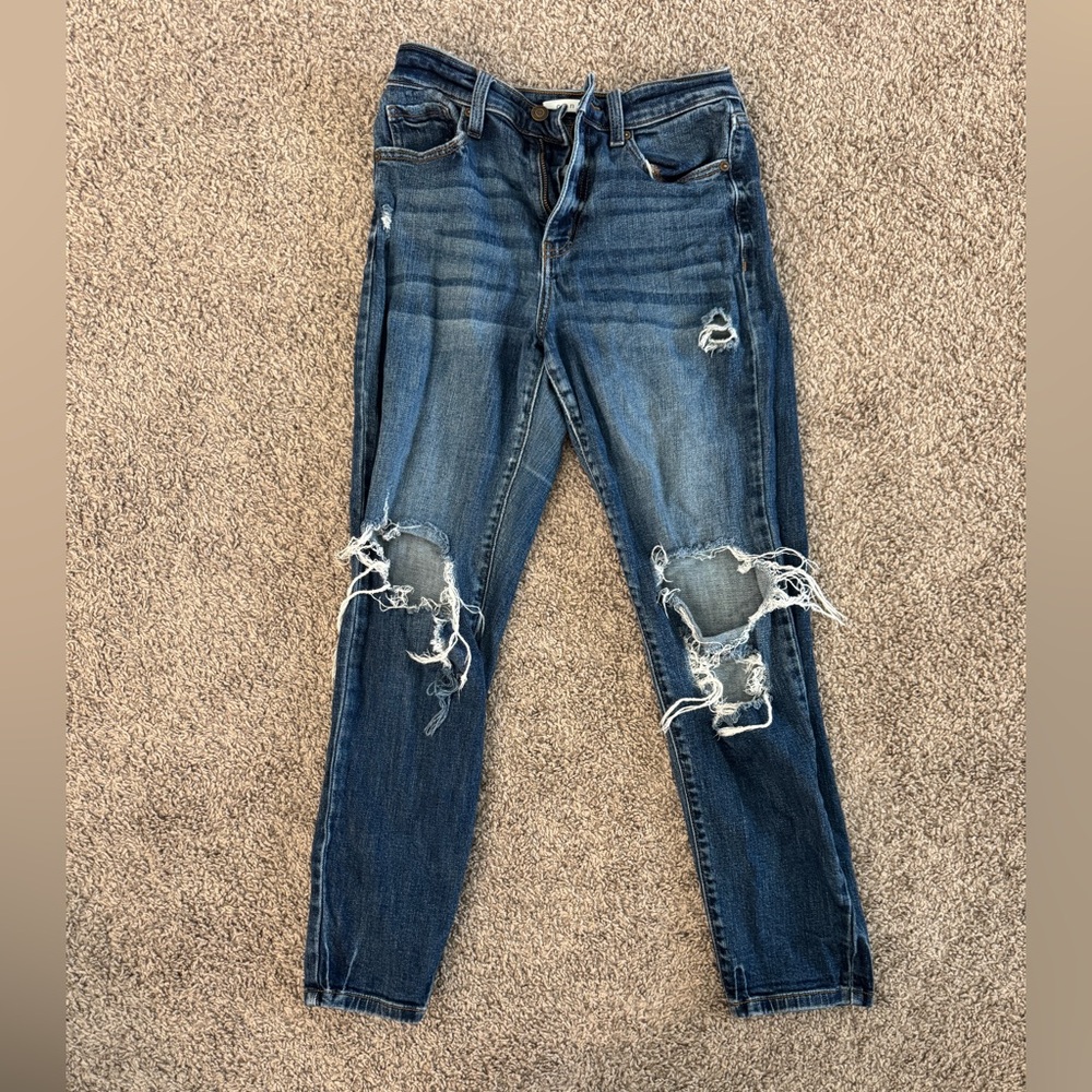 Eunina Dark Blue Distressed Skinny Jeans